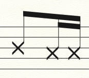 Hayalet notaların yazımında nota başı yerine x işareti kullanılır.